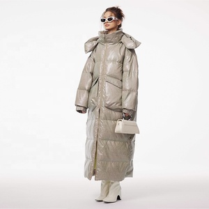 <span class=keywords><strong>Doudoune</strong></span> d'hiver pour <span class=keywords><strong>femme</strong></span> Very-Nong Original, capuche détachable, vêtements d'extérieur longs épais, matériau en cuir minimaliste ample droit - Product Image 2