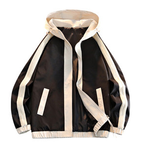 Cardigan fin à capuche personnalisé avec logo, mode printemps-automne, pour jeunes garçons, style décontracté, tendance sport, manteau américain. - Product Image 1