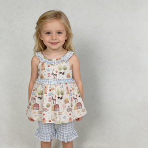 In Stock Boutique Casual Farm Animals Girls Clothing Summer Outfits Wholesale <b>Toddlers</b> New Fashion Factory Price Cute Clothes - Product Image 2