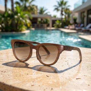 Nuevas Gafas de Sol de Madera Polarizadas Recicladas Ecológicas Hechas a Mano con Lentes Anti-luz Azul, Montura Completa Cuadrada, Estilo Lujoso para Bodas - Product Image 1