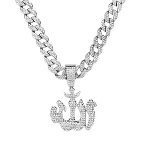 Gargantilla personalizada NL2214 para hombre con colgante de símbolo de Alá con diamantes de imitación completos Collar de cadena de eslabones cubanos con diseño de nicho de estilo hip-hop - Product Image 3