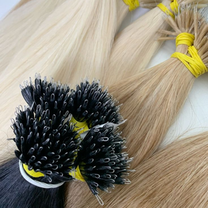 Extensions de cheveux naturels I-Tip Micro Link Remy, double épaisseur, noires, lisses, 10-34 pouces, prix usine - Product Image 1