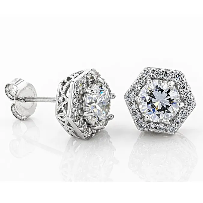 Custom Unique Design Couple Gifts Gold Silver Zircon Crystal Earrings Women Wedding Earrings