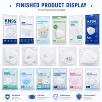 Machine d'emballage horizontale pour masques faciaux N95 pour enfants, sachets en papier et plastique à quatre soudures latérales, formage par flux, découpe et conditionnement