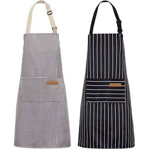 Delantales de Cocina, Delantal de Chef Ajustable con 2 Bolsillos para Hombres y Mujeres (Negro/Marrón a Rayas) - Product Image 2