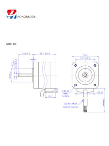 <span class=keywords><strong>Motor</strong></span> de Passo Híbrido de Alta Precisão Hongbaoda 42BYG250-60J Série 42BYG250 1 Nm NEMA 17 24V DC para Automação Industrial - Product Image 3