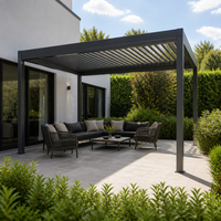 Jiake Bioklimatischer Pavillon mit Fernbedienung, Aluminium-Lamellen, Wasserdichter Unterstand für Moderne Villen, Hinterhöfe & Balkone - Antikes Design