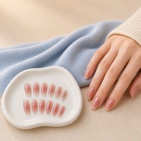 K720 Kaixin Factory ABS Soft Peach Nude Press on Nails Artificial Custom Long Oval Shape Art Nail Sets