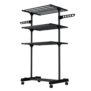 <span class=keywords><strong>Tendedero</strong></span> de ropa de Metal plegable para interiores portátil retráctil extensible móvil <span class=keywords><strong>con</strong></span> <span class=keywords><strong>ruedas</strong></span> para secado de ropa y ropa - Product Image 3