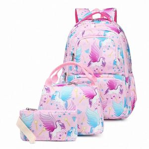 Cartoon Themed Printing Backpack Baby Girl Children Toddlers Teen New Hand <b>Bags</b> and <b>Lunch</b> Kids School <b>Bag</b> Set for Primary School - Product Image 2