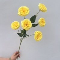 Fleurs artificielles en soie Austin Rose, 6 têtes, mini-rose artificielle, tiges pour arrangements floraux d'hôtels, mariages, salles de réception