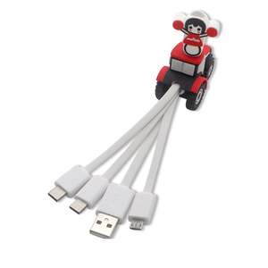 Tiện ích mới tùy chỉnh thương hiệu logo 4 trong 1 USB sạc cáp đa cắm PVC Keychain điện thoại di động USB 3 trong 1 sạc cáp - Product Image 1