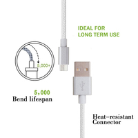 Câble de charge et de données USB 2.0 Micro en nylon tressé avec alliage d'aluminium de 3 pieds à prix avantageux