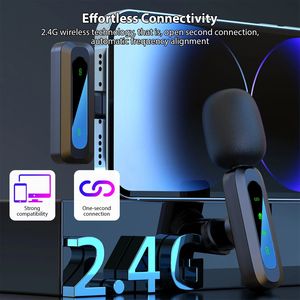 Micrófono Lavalier inalámbrico al por mayor para transmisión en vivo móvil al aire libre, grabación de entrevistas, reducción de ruido, micrófono nuevo - Product Image 4