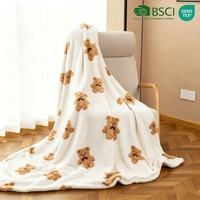 Couverture en fausse fourrure de lapin à motif ours en peluche, douce et moelleuse, pour canapé, lit, décoration d'hiver, couverture en peluche, vente en gros
