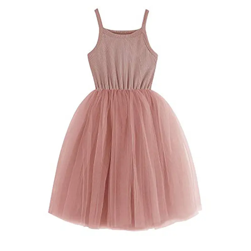 Hot sale solid color sleeveless summer baby girl tulle sling dresses strap kids girls tutu dress