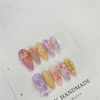 Venta al por Mayor de 10 Uñas Postizas Pintadas a Mano con Gel, Hermosas y Lujosas, Diseño Personalizado, Uñas Postizas Hechas a Mano
