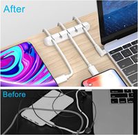 Organisateurs de câble en plastique de silicone 3 fentes USB fil support cordon Clips câble support sac couverture enrouleur pour casque écouteurs