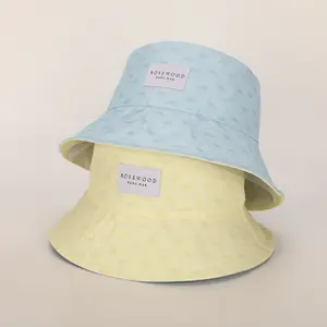 Wholesale Custom Design Your Own Logo Printed Beach Reversible Bucket Hat,Men Women Cotton Sun Shade Fisherman Cap