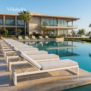 Chaise longue d'extérieur moderne, mobilier de jardin, cadre en aluminium, lit de soleil réglable avec coussin pour hôtel de luxe, bord de piscine, plage - Product Image 1