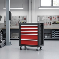 Chariot à outils professionnel de 24 pouces avec 5 tiroirs, en acier laminé à froid de qualité supérieure, avec panneau perforé latéral et bacs à outils, pour atelier, OEM/OBM