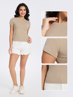 T-shirt ajusté en coton et élasthanne 230G avec logo personnalisé, respirant, couleur unie, style streetwear décontracté pour femme
