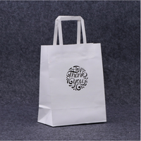 Sacs d'emballage cadeau personnalisés de luxe avec logo imprimé, sacs de shopping personnalisés, sacs en papier blanc jetables avec poignée plate