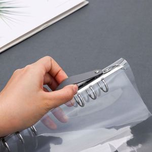 A5 B5 <b>Plastic</b> Clear PVC Budget Binder Journal Refillable <b>Transparent</b> Loose-leaf Ring Binder Notebook with Lock Leather Snap - Product Image 3