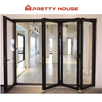 Portes pliantes accordéon en aluminium à rupture de pont thermique surdimensionnées, double vitrage insonorisé, portes pliantes modernes pour patio extérieur