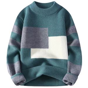 Pull pour homme, couleur contrastée, mode d'hiver, marque, pull en tricot de base, pull tendance pour homme, ample et décontracté, pull chaud d'hiver, fil - Product Image 4