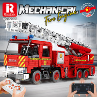 Reobrix Camión de Bomberos Mecánico 22005, Controlado por Aplicación, Alcance de 50 m, 3266 Piezas, Bloques de Construcción, Modelo de Juguete, Camión de Rescate Eléctrico