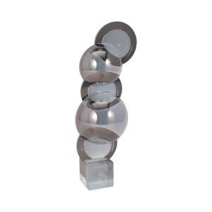 Scultura a Bolle Sovrapposte, Oggetto Decorativo Moderno in Vetro Cristallo per Scaffali, Tavolini da Caffè, Soggiorno - Product Image 2