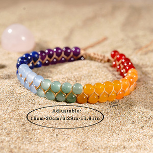 Women Double Layer Braided Anklet Natural Stone Beads Handmade <b>Adjustable</b> Foot Chain Summer Beach Ankle <b>Bracelet</b> - Product Image 3