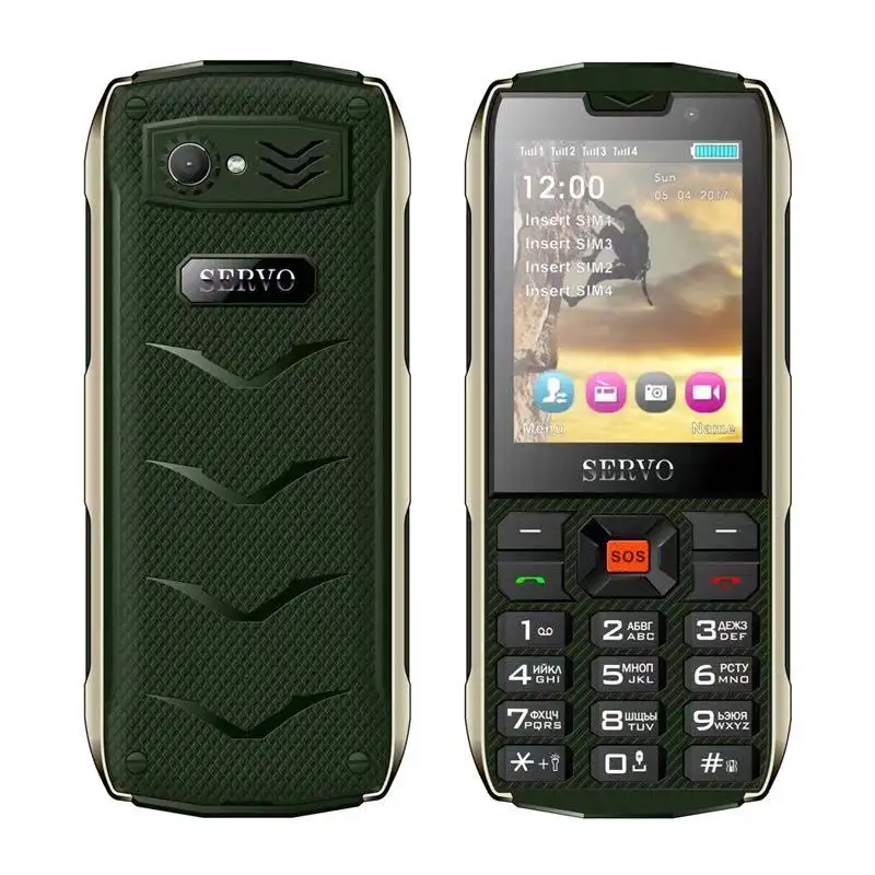 서보 H8 휴대 전화 2.8 인치 4 SIM 카드 4 대기 손전등 GPRS 3000mAh 전원 은행 전화