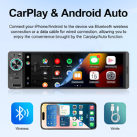 Estéreo para Auto de 6.28 Pulgadas 1 Din, Reproductor MP5 para Auto con Pantalla Táctil, Carplay, Android Auto, Radio, Compatible con Carga Rápida