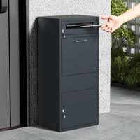 Boîte aux lettres extérieure autoportante en acier galvanisé à 3 niveaux, étanche, antivol, avec serrure à clé et finition thermolaquée, à monter