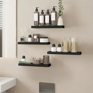 Étagères flottantes en bois modernes, 4 ensembles, invisibles, robustes, durables, étagères murales de rangement, noir et blanc, aspect rustique - Product Image 3