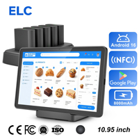 ELC POS1096T Tableta POS Táctil de 11 Pulgadas, Android 16, 4+64GB, 280nits, NFC, Pantalla Táctil de 10 Puntos, Google Play, Punto de Venta para Restaurante