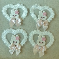 RYL Schattig roze liefdesborduurwerk kant konijn parel strik applicatie patch DIY kledingaccessoires voor kinderkleding