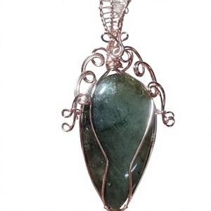 Pendentif en pierre naturelle enveloppé de fil de cuivre, forme goutte d'eau, style bohème, charme solitaire, cadeau pour bijoux unisexes - Product Image 1