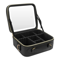 Boîte de rangement de maquillage de voyage portable, trousse de maquillage avec éclairage, trousse de maquillage cosmétique professionnelle avec miroir LED, LED personnalisée