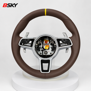 Volante de Cuero Color Café al Por Mayor para <span class=keywords><strong>Porsche</strong></span> 991 996 997 987 718 Cayenne <span class=keywords><strong>Cayman</strong></span> GT2RS MACAN 970 TAYCAN - Product Image 1