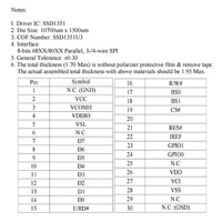Modul Layar AMOLED Warna 1,27 inci 128x96 SSD1351 30PIN SPI I2C Antarmuka Paralel untuk Produk yang Dikenakan, Dijual dari Pabrik