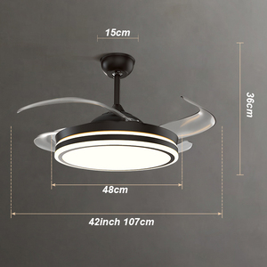 42 Inch Invisible Blade LED <b>Ceiling</b> Fan <b>Light</b> Black <b>Remote</b> <b>Control</b> Modern <b>Ceiling</b> Fan With <b>Light</b> for Home Office - Product Image 2