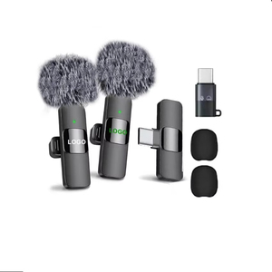 Micrófono Lavalier estéreo inalámbrico K9, entrevista en vivo, <span class=keywords><strong>Mini</strong></span> micrófono de solapa con cancelación de ruido para exteriores, micrófono Lavalier de solapa con Clip - Product Image 5