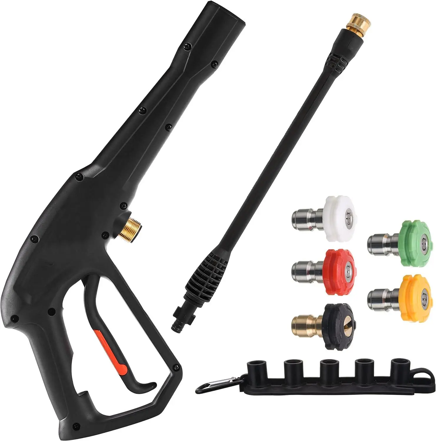 High Pressure Washer Replacement Gun with Jet Wand and 5 Spray Nozzle Tips, Washer Replacement Wand for grasping and cleaning