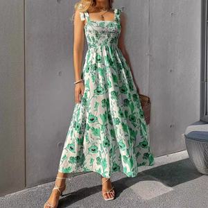 Robes longues décontractées sans manches à col halter, style bohème vintage ethnique à imprimé floral, de qualité supérieure, personnalisées pour femmes - Product Image 5