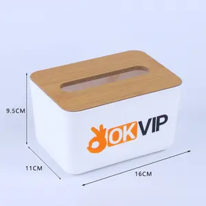 Wholesale Custom Promotional Gift Items Wood Cover Desktop Home Tissue Box Paper Storage Box