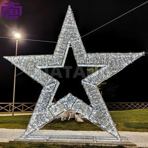 Vente en gros de grandes lumières LED en forme d'étoile pour l'extérieur, éclairage décoratif en métal ultra lumineux pour aménagement paysager, pour les fêtes de Noël - Product Image 3