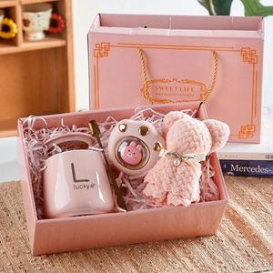 Custom Custom Corporate Gift Insulated Ceramic Coffee Mug Gift Set with Lid Spoon Branded <b>Cheap</b> Holiday Promo Kit - Product Image 3